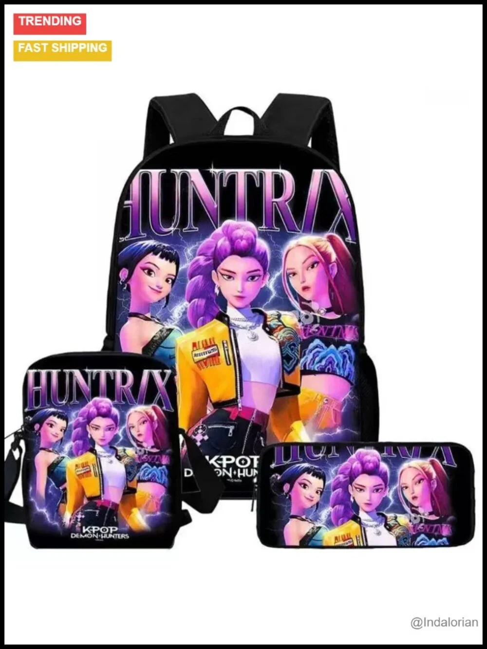 3-Piece 17 Inch Demon Hunter Backpack Set for School